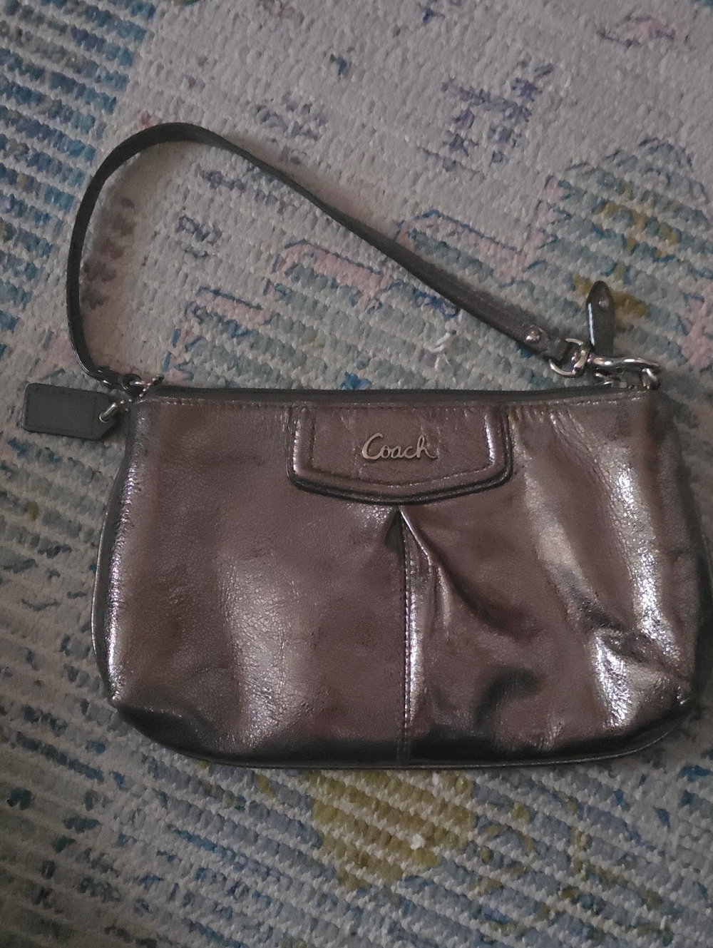 Coach Metallic Bronze Leather Wristlet Clutch